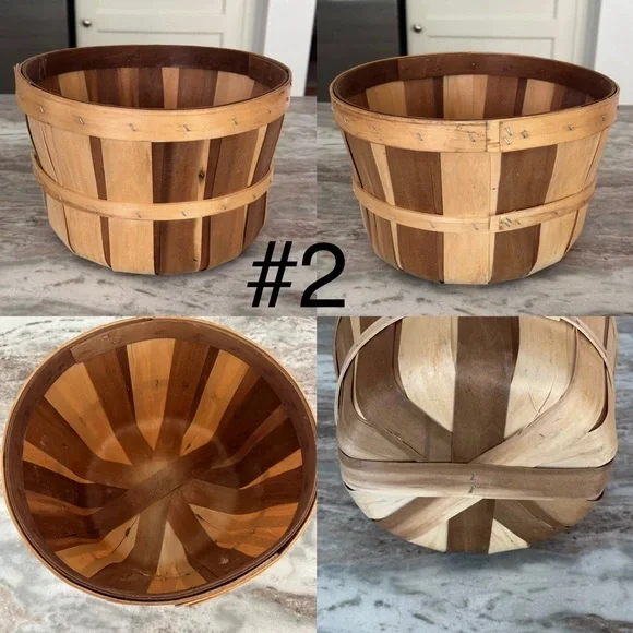 Set of 5 Fall Harvest Rustic Wooden Bushel Baskets- Fall Planter / Apple Picking - Picture 10 of 13